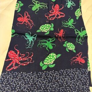 Talbots Navy Scarf with Red and Green Sea Life